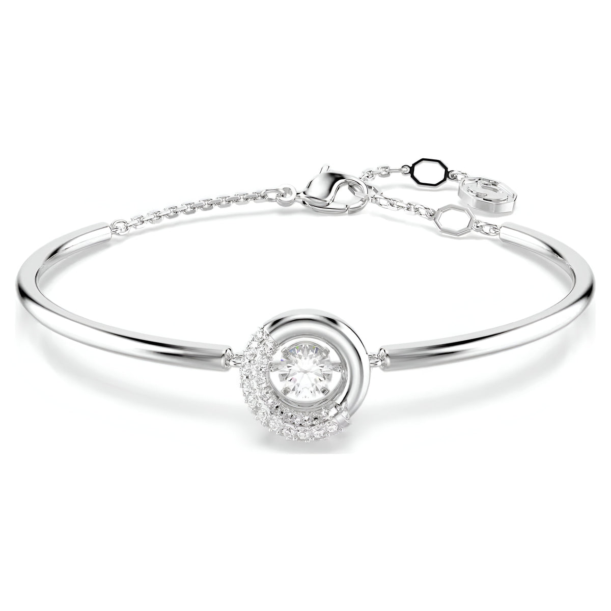 Swar*vski -Dextera bangle Round cut, White, Rhodium plated-5733399