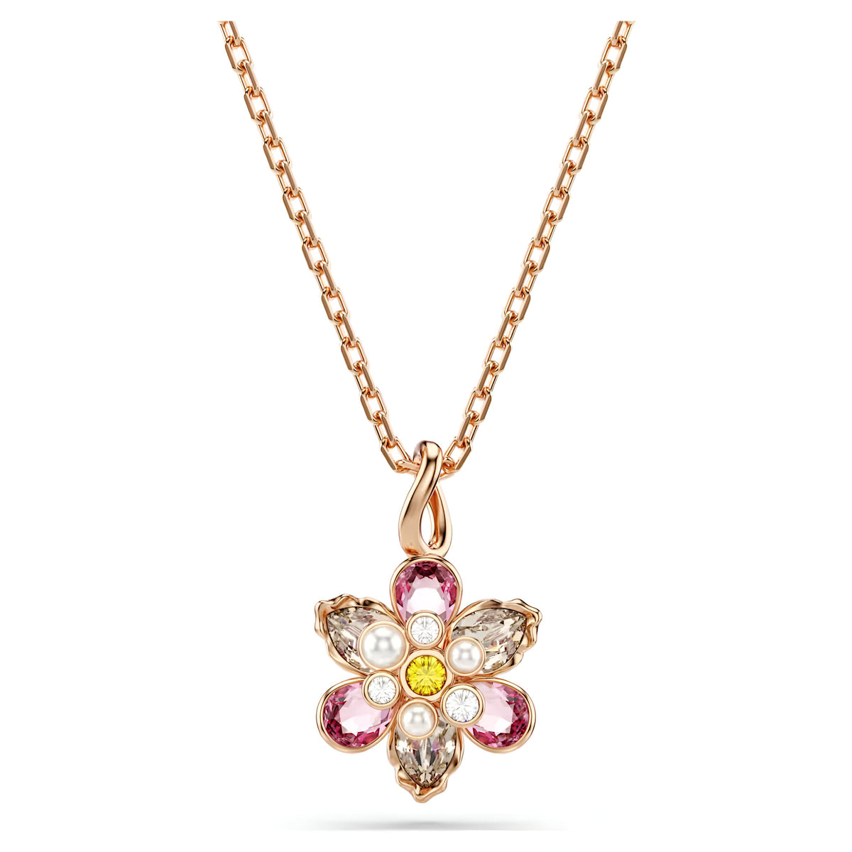 Swar*vski -Idyllia pendant Mixed cuts, Flower, Multicolored, Rose gold-tone plated-5722102