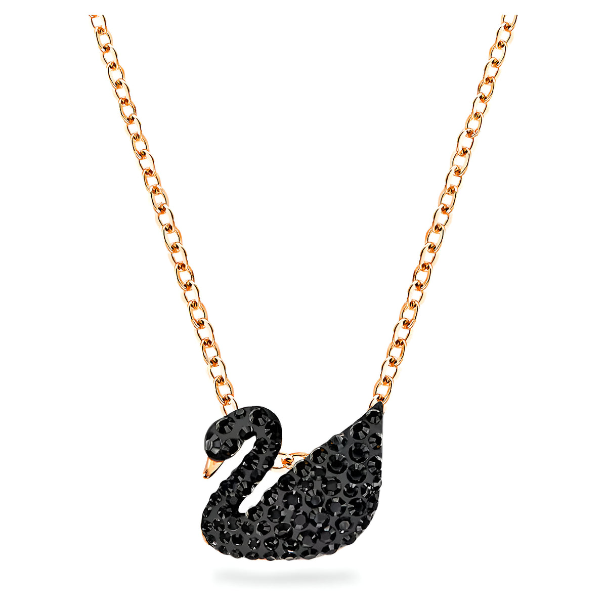 Swar*vski -Swan pendant Swan, Black, Rose gold-tone plated-5204134