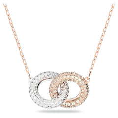 Swar*vski -Dextera necklace Intertwined circles, White, Rose gold-tone plated-5414999