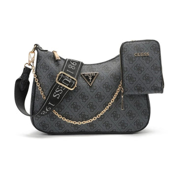 GUES* - Noelle Black Shoulder Bag-CHARCOAL LOGO-ON SALE