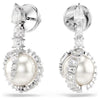 Swar*vski -Snake drop earrings Crystal pearl, Mixed cuts, Year of the Snake, White, Rhodium plated-5714668