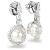 Swar*vski -Snake drop earrings Crystal pearl, Mixed cuts, Year of the Snake, White, Rhodium plated-5714668