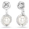 Swar*vski -Snake drop earrings Crystal pearl, Mixed cuts, Year of the Snake, White, Rhodium plated-5714668