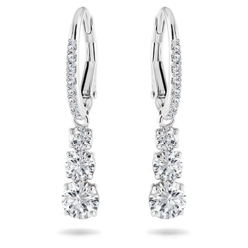 Swar*vski -Stilla Attract hoop earrings Round cut, White, Rhodium plated-5416155