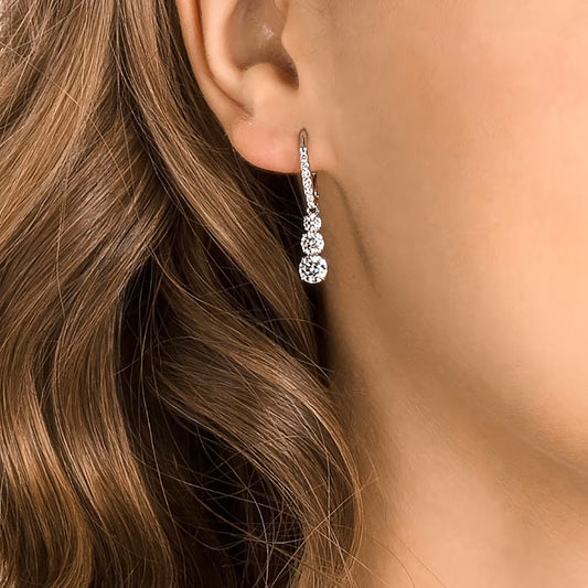 Swar*vski -Stilla Attract hoop earrings Round cut, White, Rhodium plated-5416155