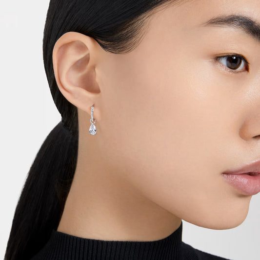 Swar*vski -Stilla drop earrings Pear cut, Round cut, White, Rhodium plated-5636716