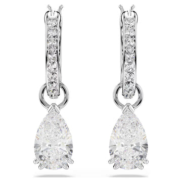 Swar*vski -Stilla drop earrings Pear cut, Round cut, White, Rhodium plated-5636716