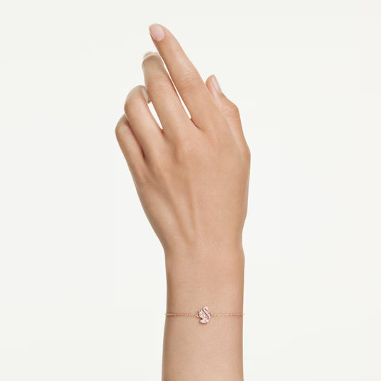 Swar*vski -Swan bracelet Mixed cuts, Swan, White, 18K rose gold finish-5738202