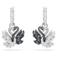 Swar*vski -Swan drop earrings Swan, Black, Mixed metal finish 5705728