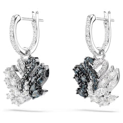 Swar*vski -Swan drop earrings Swan, Black, Mixed metal finish 5705728