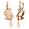 Swar*vski -Swan drop earrings Swan, Black, Rose gold-tone plated-5678047