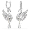 Swar*vski -Swan earrings Swan, White, Rhodium plated-5723388
