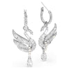 Swar*vski -Swan earrings Swan, White, Rhodium plated-5723388