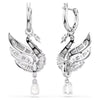 Swar*vski -Swan earrings Swan, White, Rhodium plated-5723388