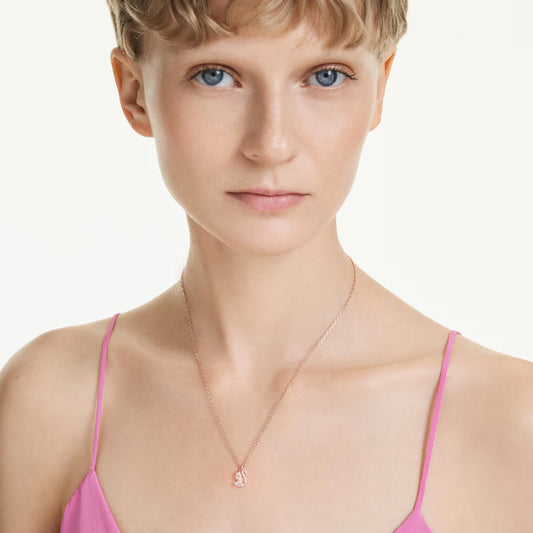 Swar*vski -Swan pendant Mixed cuts, Swan, White, 18K rose gold finish-5738203