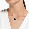 Swar*vski -Swan pendant Swan, Black, Rose gold-tone plated-5204134