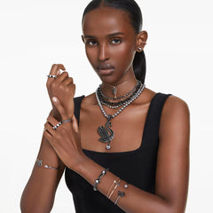 Swar*vski -Swan pendant Swan, Black, Rose gold-tone plated - 5678045