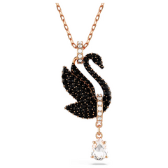 Swar*vski -Swan pendant Swan, Black, Rose gold-tone plated - 5678045