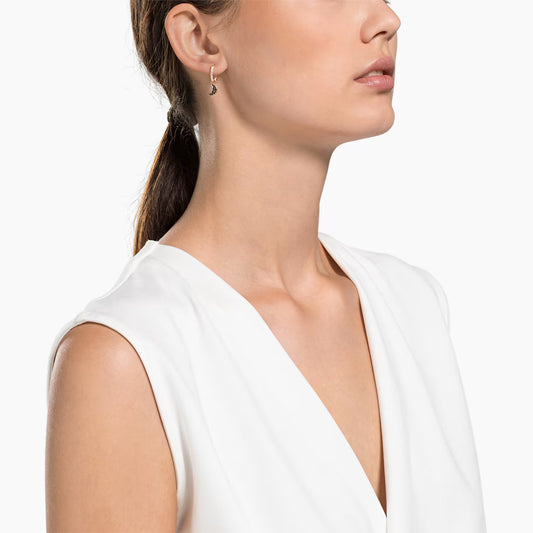Swar*vski - Symbolica drop earrings Moon and star, Black, 18K rose gold finish-5627352
