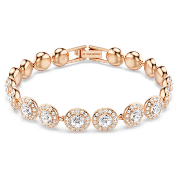 Swar*vski -Una Angelic bracelet Round cut, Pavé, Medium, White, 18K rose gold finish-5240513