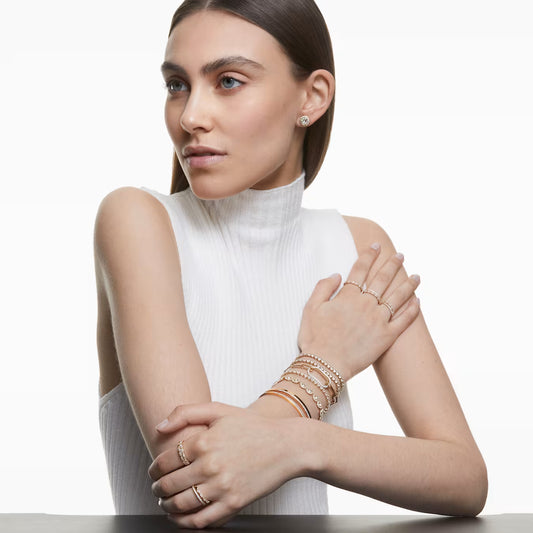 Swar*vski -Una Angelic bracelet Round cut, Pavé, Medium, White, 18K rose gold finish-5240513