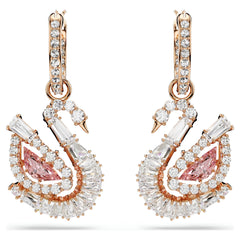 Swar*vski -Swan drop earrings Pavé, Swan, Pink-5732415