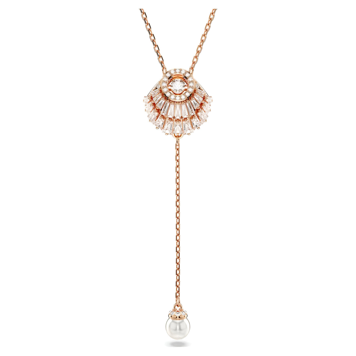 Swar*vski -Idyllia Y pendant Crystal pearl, Shell, White, Rose gold-tone plated-5680299